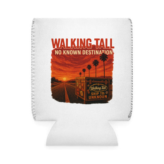 Vintage-Inspired Can Cooler Sleeve | Walking Tall Design, Travel Mug, Beach Party Accessory, Outdoor Picnic Gear, Gift for Adventurers