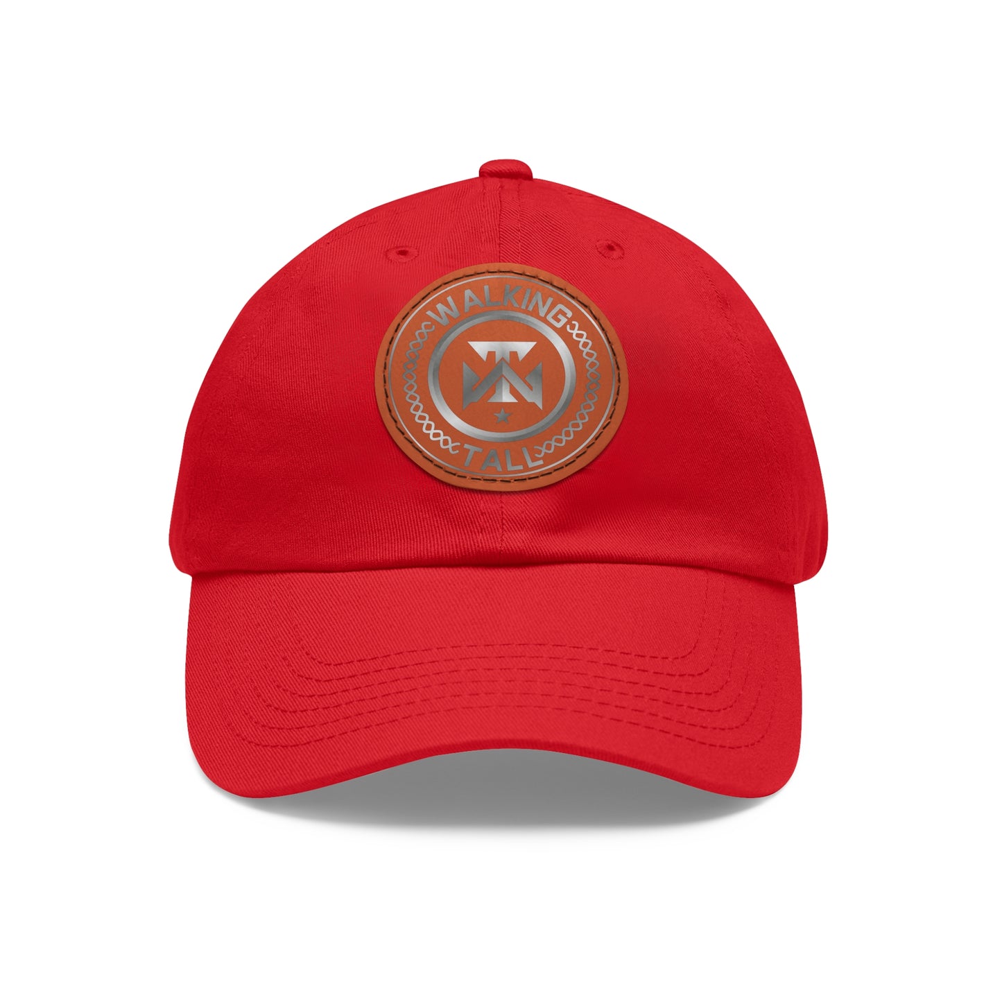 Walking Tall Dad Hat with Leather Patch (Round)