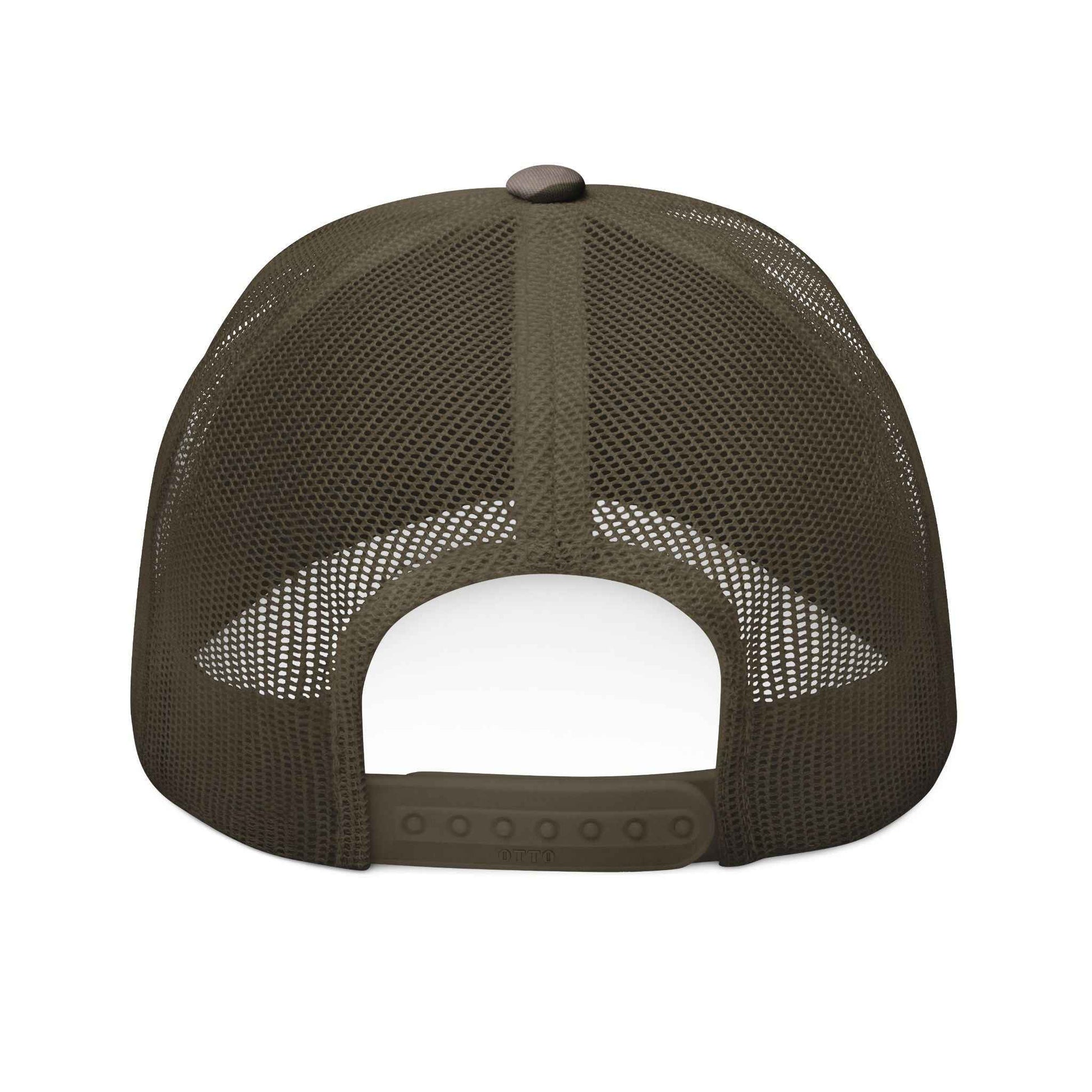 Camouflage Trucker Hat with 'Walking Tall' Embroidery | Stylish Outdoor Headwear