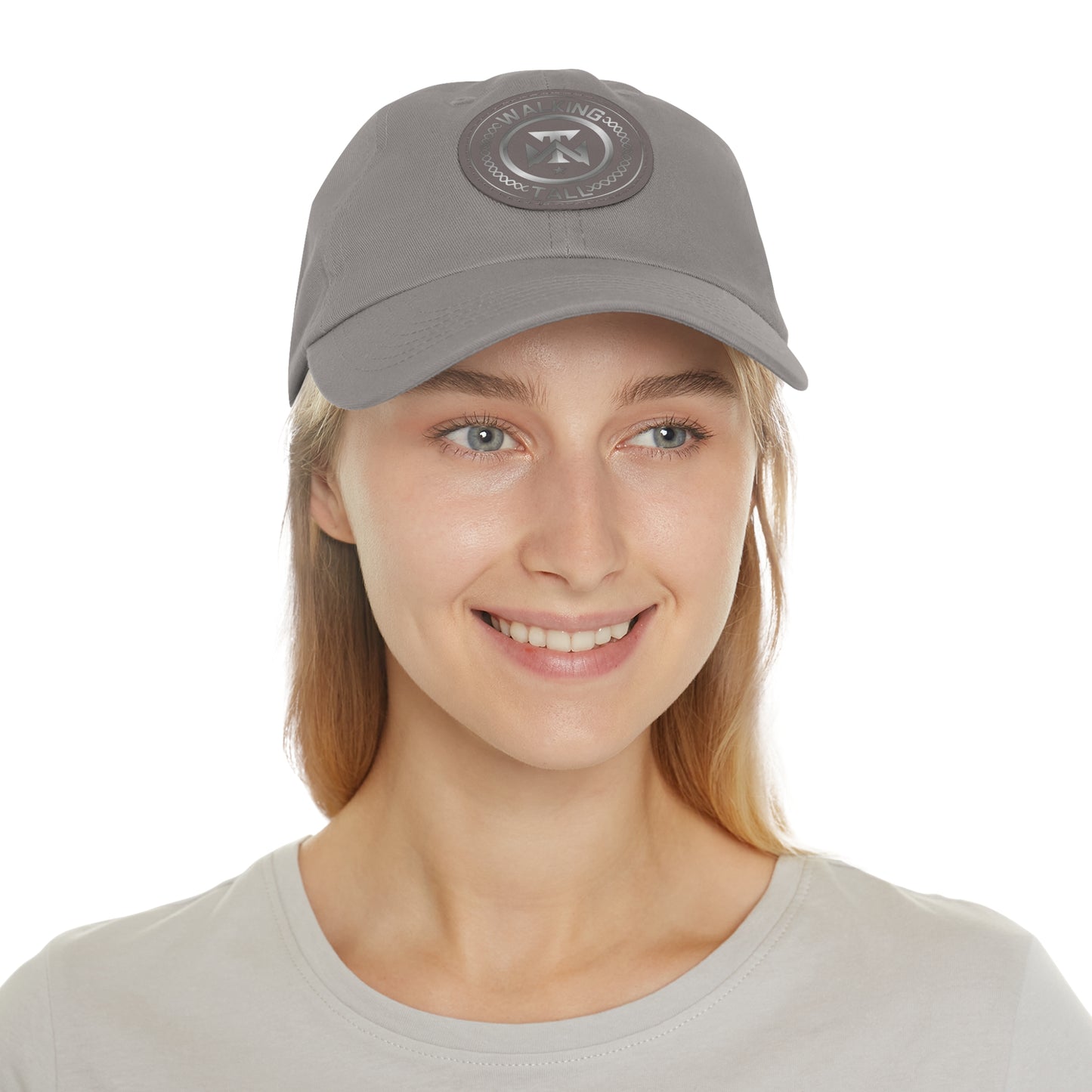 Walking Tall Dad Hat with Leather Patch (Round)