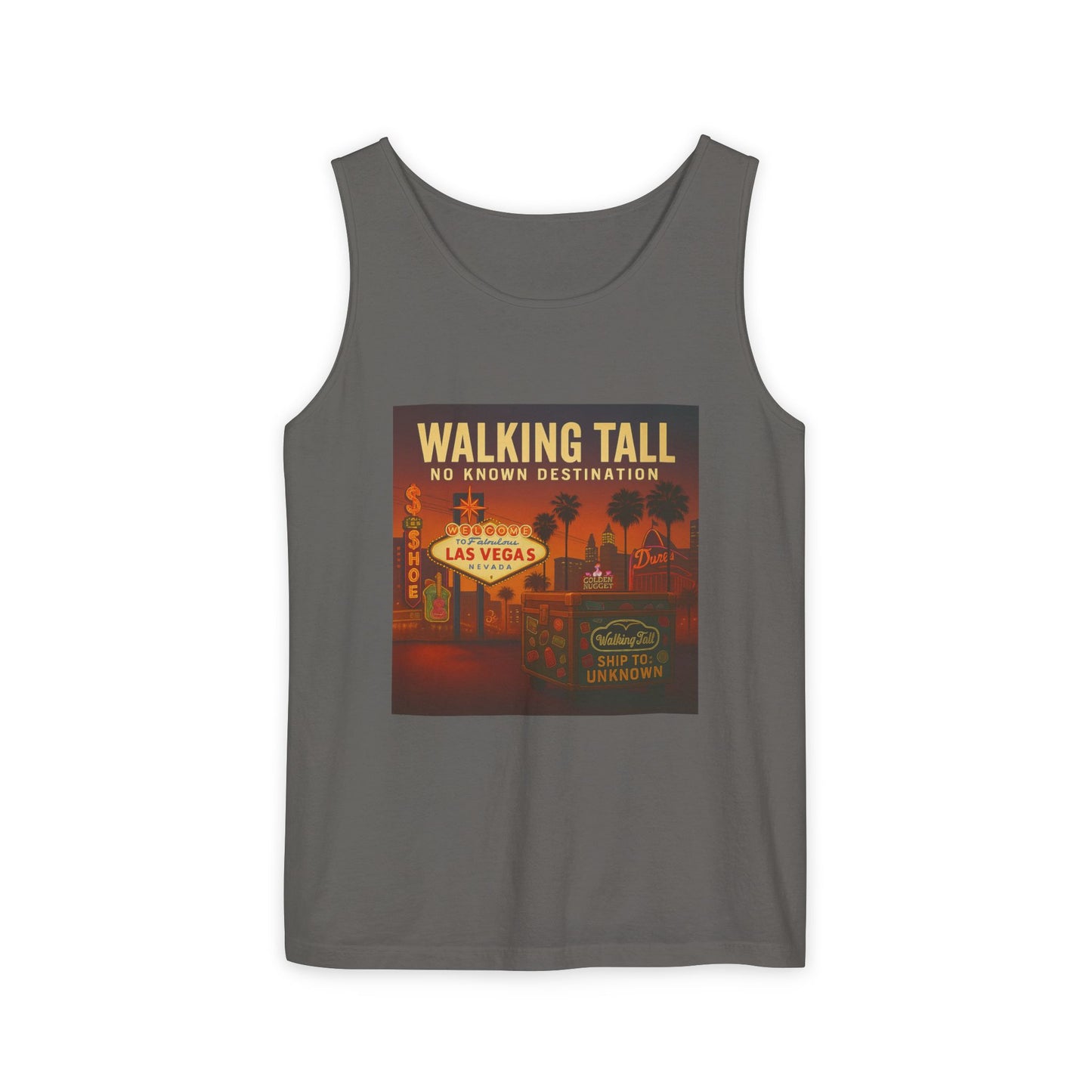 Vegas Vintage Tank Top, Unisex Summer Shirt, Relaxed Fit, Perfect for Vacations, Travel Memories, Graphic Tee