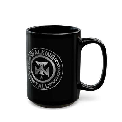 Walking Tall Mug-Black Coffee Mug, Crest Logo