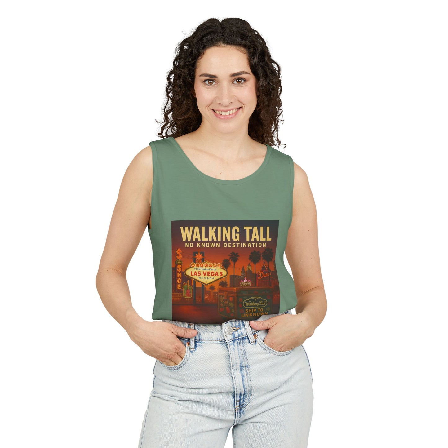 Vegas Vintage Tank Top, Unisex Summer Shirt, Relaxed Fit, Perfect for Vacations, Travel Memories, Graphic Tee