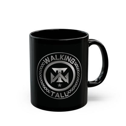 Walking Tall Mug-Black Coffee Mug, Crest Logo