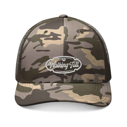 Camouflage Trucker Hat with 'Walking Tall' Embroidery | Stylish Outdoor Headwear