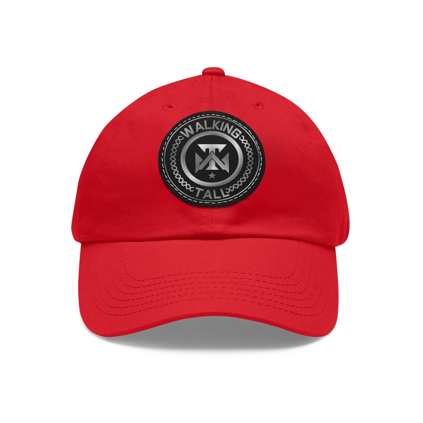 Walking Tall Dad Hat with Leather Patch (Round)