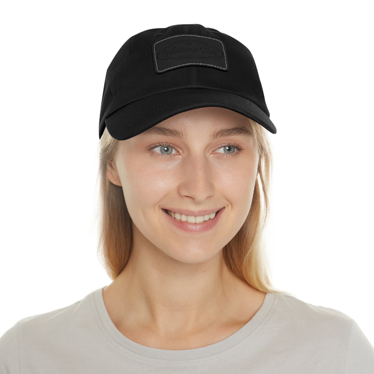 Walking Tall Dad Hat with Leather Patch (Rectangle)