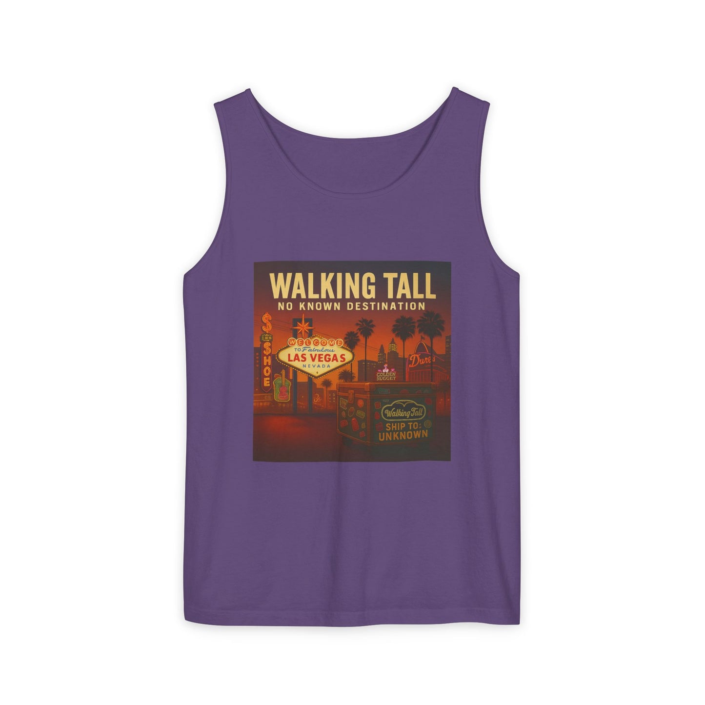 Vegas Vintage Tank Top, Unisex Summer Shirt, Relaxed Fit, Perfect for Vacations, Travel Memories, Graphic Tee