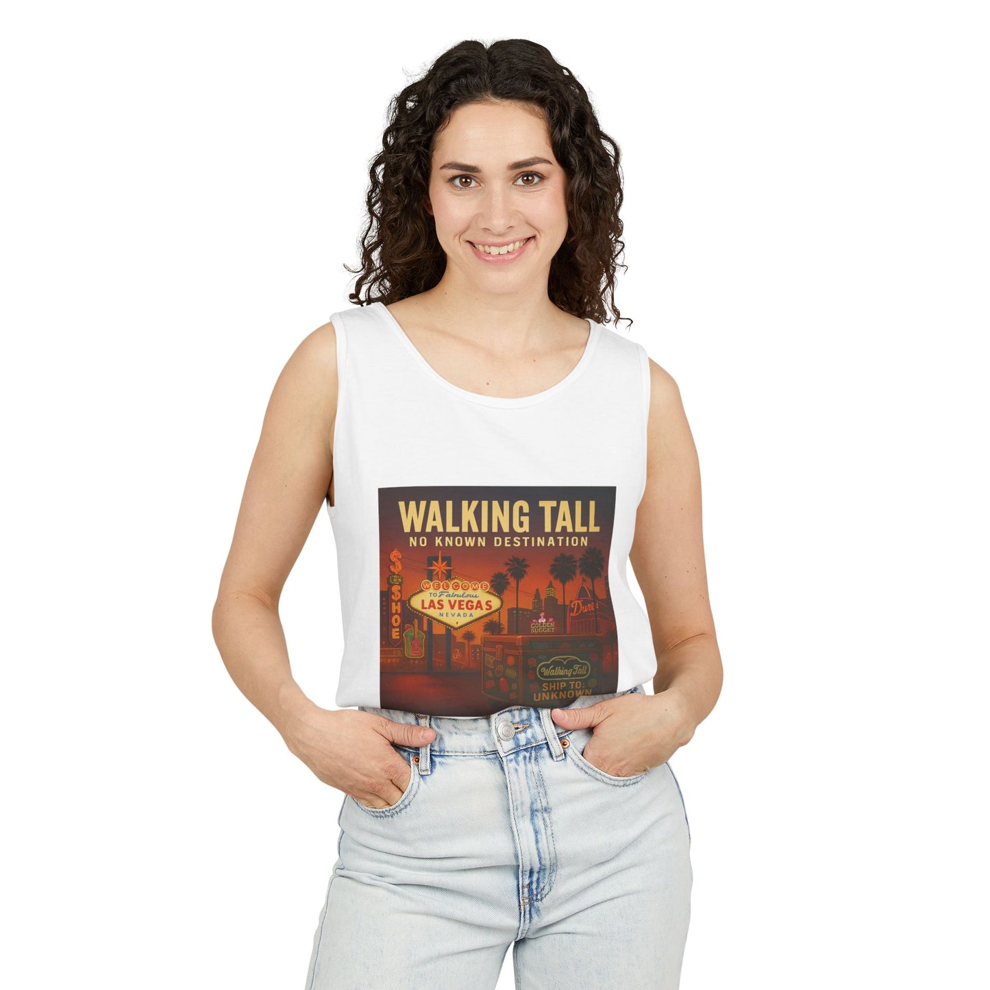 Vegas Vintage Tank Top, Unisex Summer Shirt, Relaxed Fit, Perfect for Vacations, Travel Memories, Graphic Tee