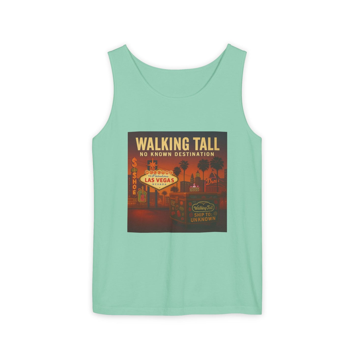 Vegas Vintage Tank Top, Unisex Summer Shirt, Relaxed Fit, Perfect for Vacations, Travel Memories, Graphic Tee