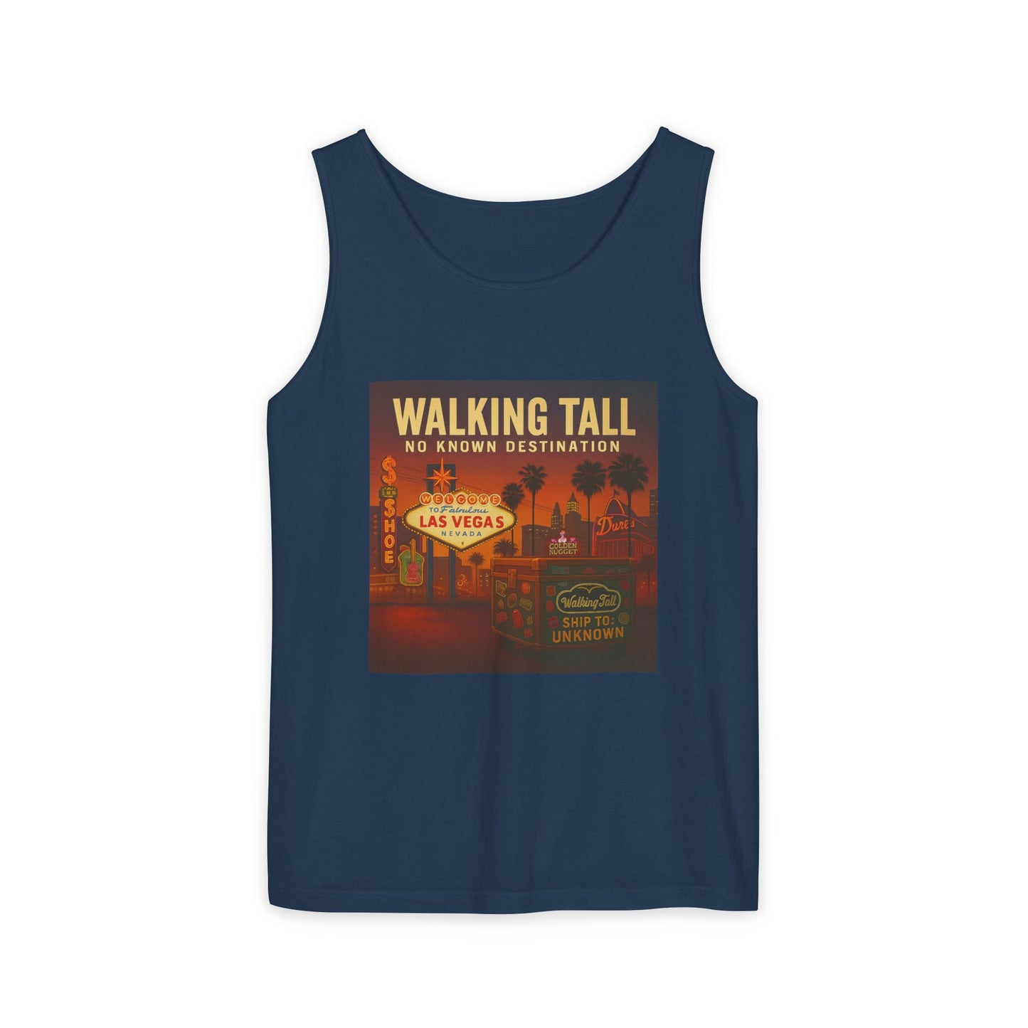 Vegas Vintage Tank Top, Unisex Summer Shirt, Relaxed Fit, Perfect for Vacations, Travel Memories, Graphic Tee