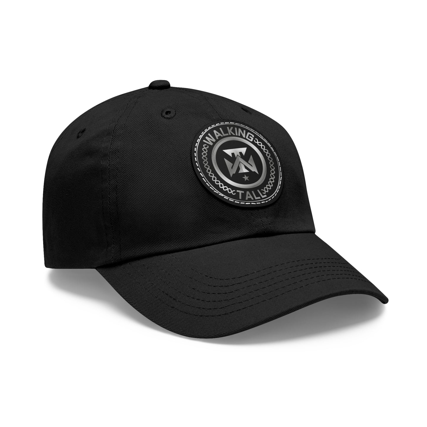 Walking Tall Dad Hat with Leather Patch (Round)