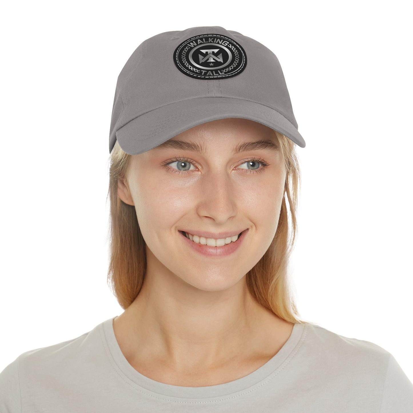 Walking Tall Dad Hat with Leather Patch (Round)